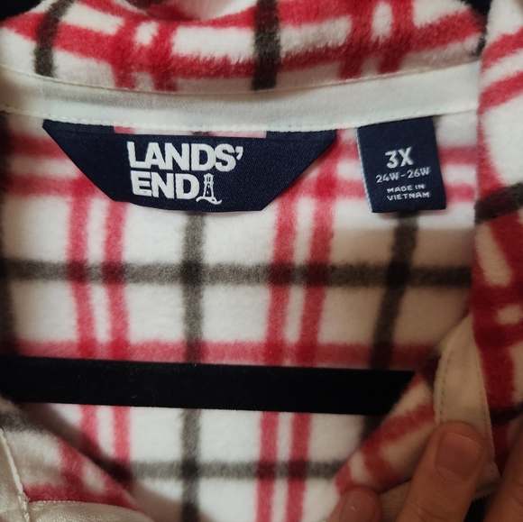 Lands' End Red and White Checkered Fleece - Picture 3 of 4